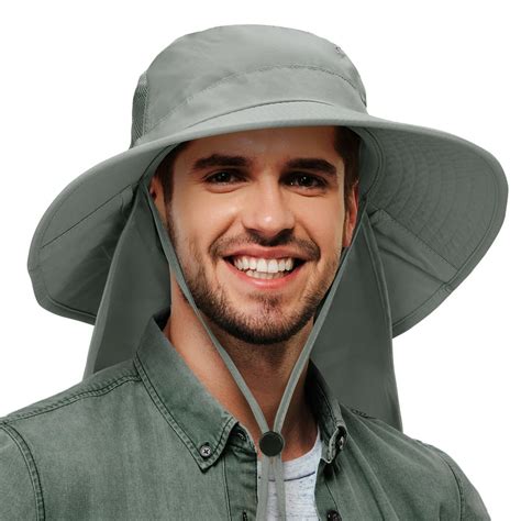 Solaris - Men's Sun Protection Hat with Neck Flap Cover,Wide Brim Outdoor Fishing Hiking Camping ...