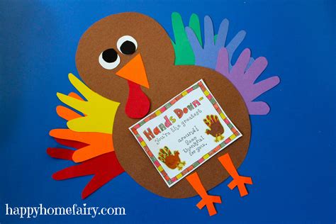 Thankful Handprint Turkey Craft - FREE Printable - Happy Home Fairy