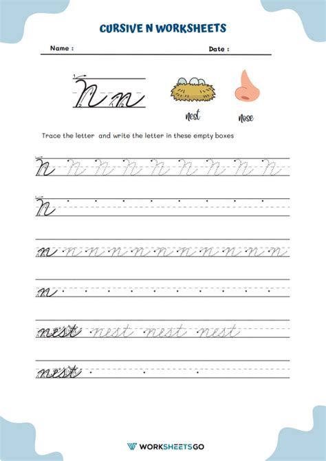 Cursive N Worksheets | WorksheetsGO