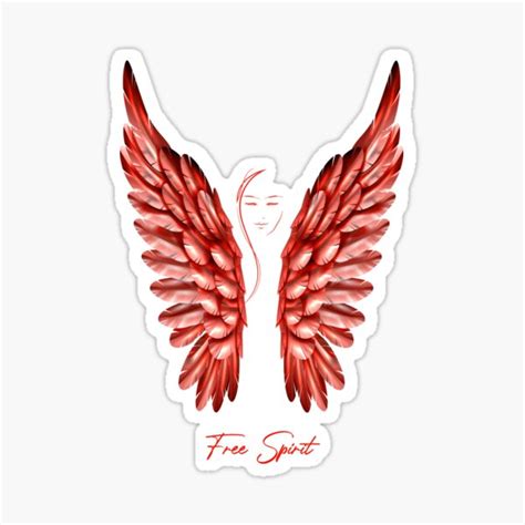 "A beautiful angel with big red angel wings - your guardian angel" Sticker for Sale by ...