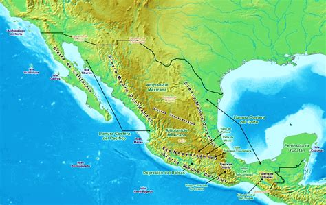 Mapa físico de México - Mapa de México