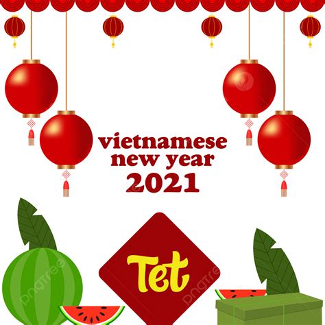Gambar Lampu Vektor Vietnam Tahun Baru Desain 2021 Dengan Semangka, Lampu Dekorasi, Lampu ...