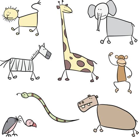 Drawing Of The Stick Figure Animals Illustrations, Royalty-Free Vector Graphics & Clip Art - iStock