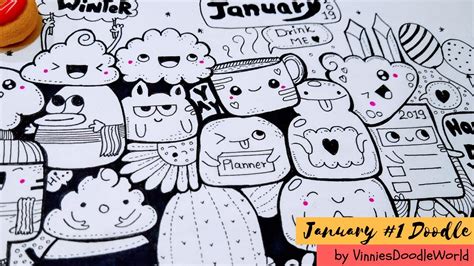 Doodle Art ~ Cute Doodle ~ Winter Doodle - ~ January Doodle #2 - YouTube