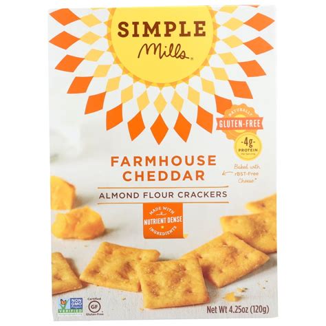 Simple Mills Crackers, Farmhouse Cheddar, Almond Flour, 4.25 oz. - Walmart.com - Walmart.com