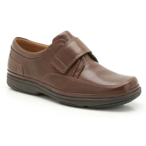 Clarks Mens Swift Turn Walnut Leather Velcro Extra Wide Fitting Shoe