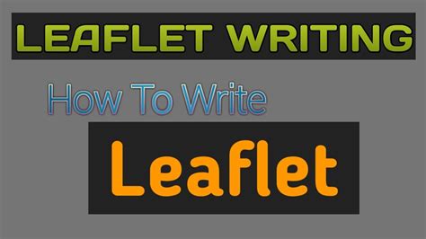 How To Write a Leaflet | Leaflet Writing - YouTube