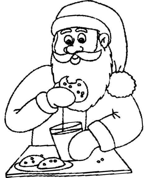 Santa Eating Cookies And Milk Pages Coloring Pages