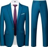 KUDORO Men Suits 2 Piece Slim Fit Single Breasted One Button Wedding Business Casual Tuxedo Suit ...