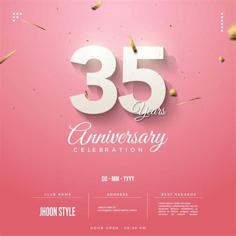 Premium Vector | 35th anniversary with gold foil decoration.