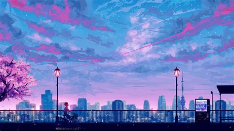 1366x768 Anime Cityscape Landscape Scenery 5k 1366x768 Resolution HD 4k Wallpapers, Images ...