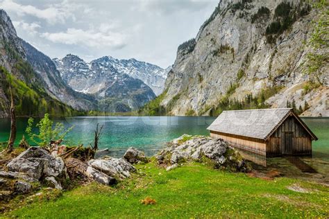 Boat dock on Obersee lake. Bavaria, Germany | Stock image | Colourbox