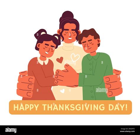 Happy thanksgiving day family cartoon flat illustration Stock Vector ...