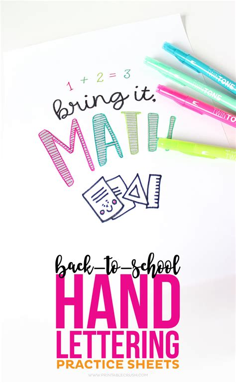 FREE Back to School Hand Lettering Practice Sheets - Printable Crush