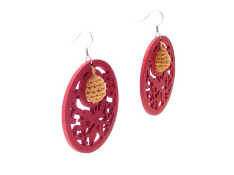 Red Hoop Earrings, Red Earrings, Red Hoop Ball Earrings. Big Boho ...