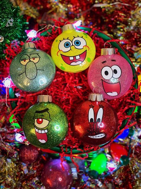 Custom Spongebob Squarepants Inspired Christmas Ornament Set | Etsy | Disney diy christmas ...