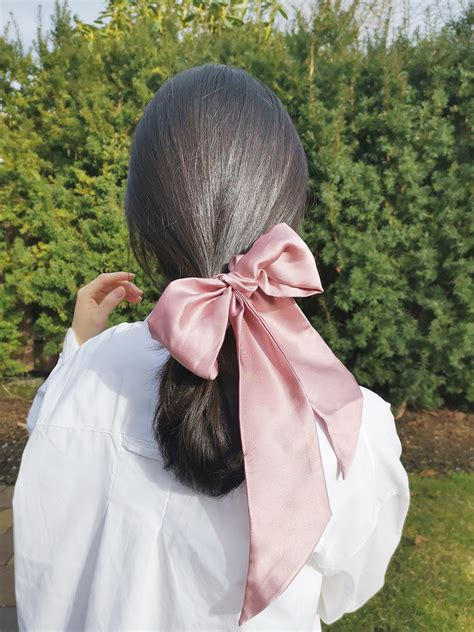 Silk Hair Tie Hair Band Hair Scrunchie With Bow Ribbon - Etsy Canada