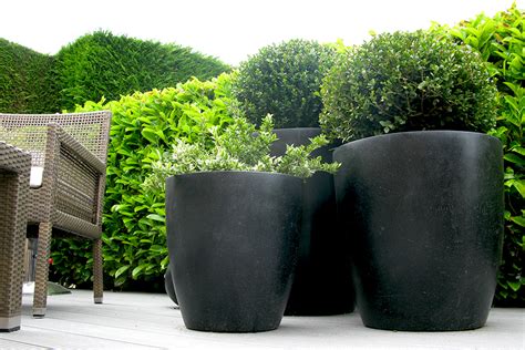 Black Ceramic Planters - Bau Outdoors