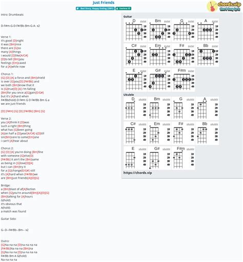 Chord: Just Friends - tab, song lyric, sheet, guitar, ukulele | chords.vip