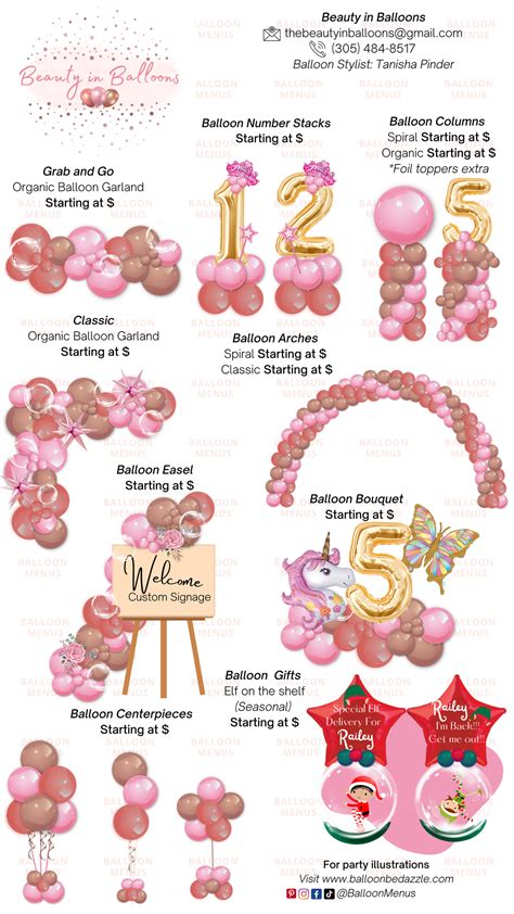 Beauty In Balloons - Client Balloon Menu – Balloon Menus