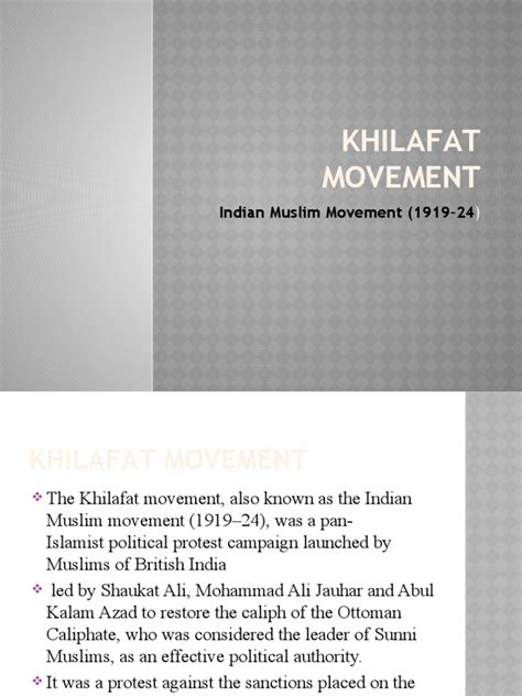 Lec 06 Khilafat Movement | PDF | Indian Independence Movement | Asia