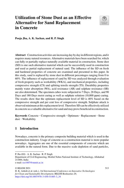 (PDF) Utilization of Stone Dust as an Effective Alternative for Sand Replacement in Concrete