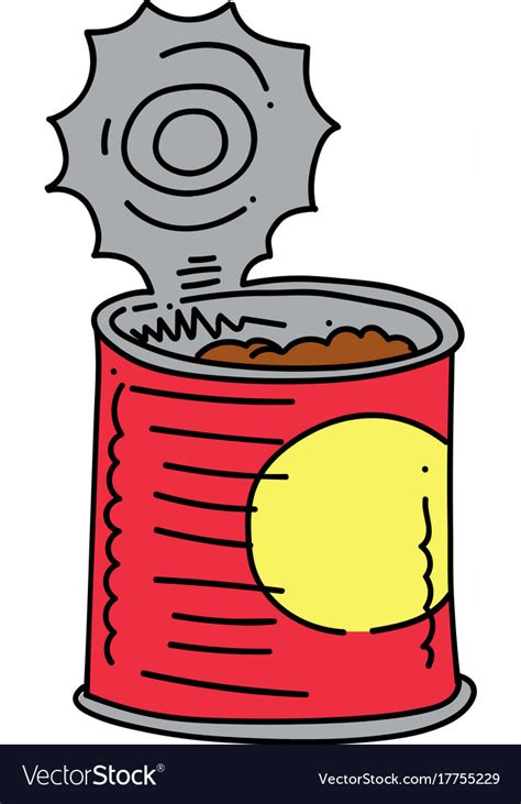 Canned food cartoon hand drawn image Royalty Free Vector