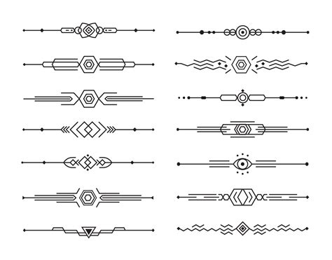 Abstract dividers vector set of geometric lines for page decor, art border and frame design ...