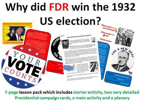 FDR & the 1932 election - 7 page full lesson (notes, campaign activity, plenary) | Teaching ...