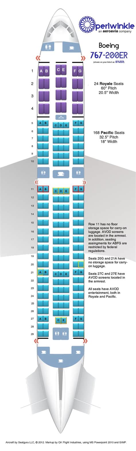 periwinkle Boeing 767-200ER Aircraft Seating Chart - AeroAvia Seat Maps - Gallery - Airline Empires