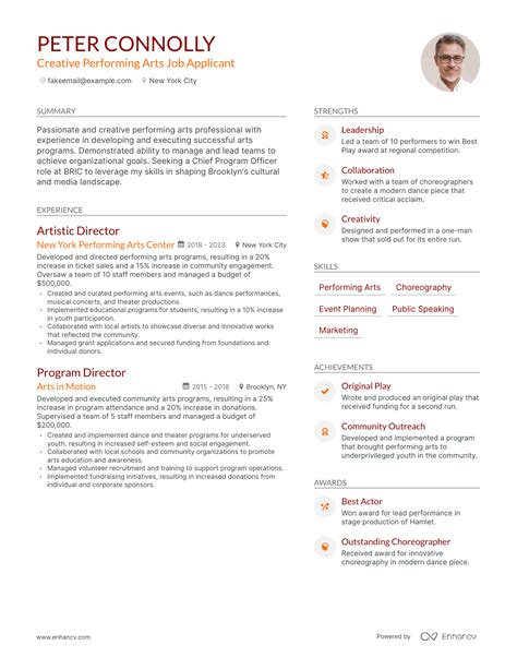 5 Performing Arts Resume Examples & Guide for 2023