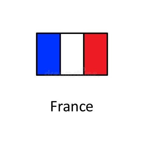 National Flag of France in Simple Colors with Name Icon Stock ...