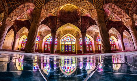 Nasir al-Mulk Mosque, mosque, Islamic architecture, architecture, colorful, reflection, Iran HD ...