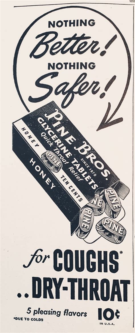 Vintage 1951 Pine Bros. Cough Drops | Vintage ads, Cough drops, Cough