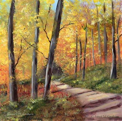 Autumn Path Woods Forest Trees Fall SFA Original hand painted