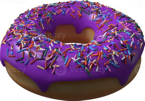 Purple Donut with Sprinkles 3D Illustration 10286260 PNG