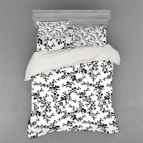 Floral Duvet Cover Set, Victorian Style Curved Flower Baroque Blooms ...