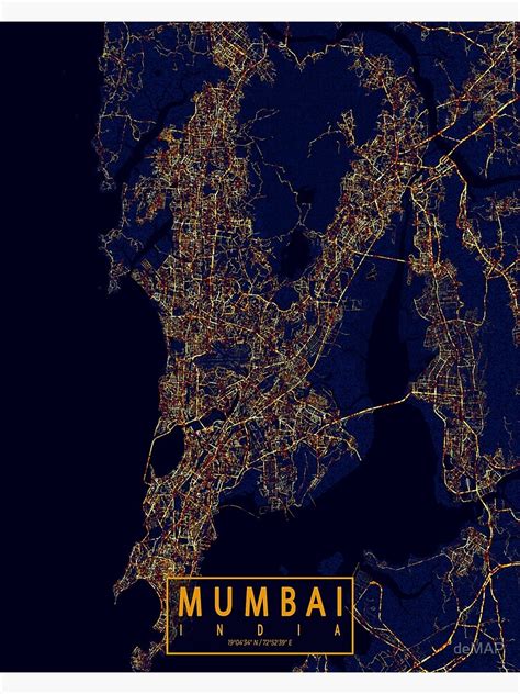 "Mumbai, India Map - City At Night" Poster by deMAP | Redbubble Map ...