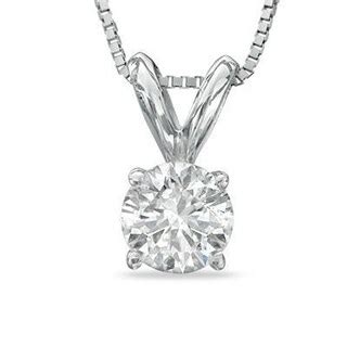 1/2 CT. Diamond Solitaire Pendant in 14K White Gold | Zales