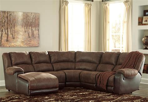 Signature Design by Ashley Nantahala 5030216+46+77+19+41 Faux Leather Reclining Sectional with ...