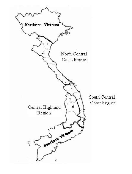 A map of Central Vietnam showing study sites (based on Nguyen, 2002 ...