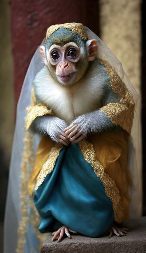 Photo Shoot of a Beautiful, Cute and Adorable Humanoid Monkey in Stunning Wedding Dress ...