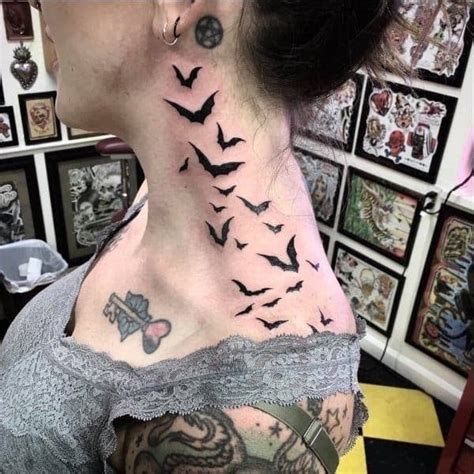 neck tattoo bats | Neck tattoos women, Best neck tattoos, Neck tattoo