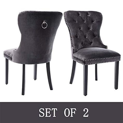 Upholstered Velvet Dining Chairs with Luxurious Button and Nailhead Set a Must - FurnitureV.com