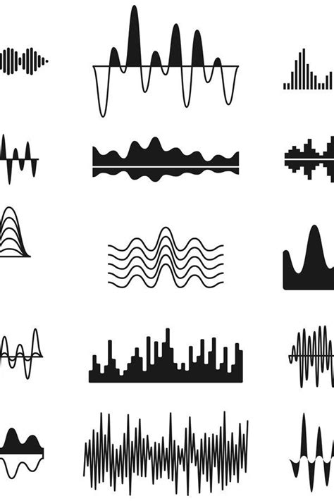 Sound frequency waves. Analog curved signal symbols. Audio t (911135) | Illustrations | Design ...