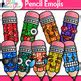 Pencil Emoji Clipart: 52 Emoticon Faces Clip Art Black & White Transparent PNG