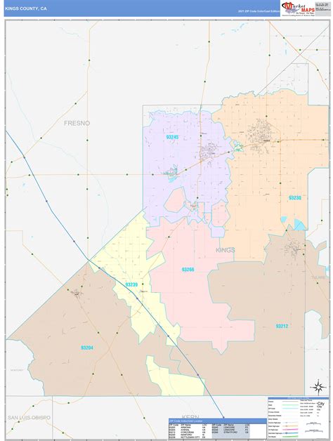 Kings County, CA Wall Map Color Cast Style by MarketMAPS - MapSales.com