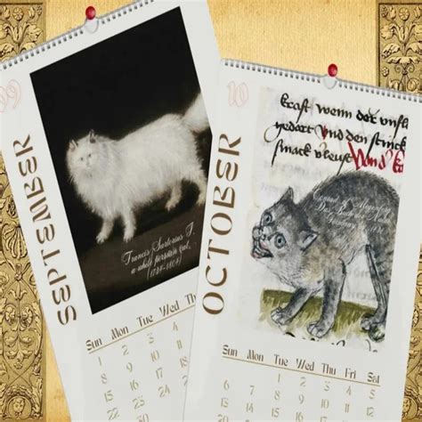 Funny Art Pet Calendar Funny Animal Calendar 2024 Wall Hanging Calendar Creatives Cute Pet Cat ...