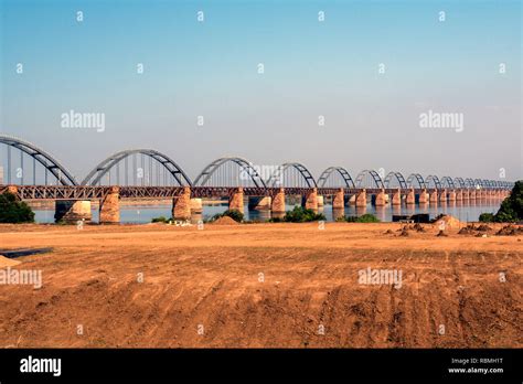 Godavari river bridge, Rajahmundry, Andhra Pradesh, India, Asia Stock Photo - Alamy