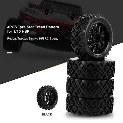 4PCS 1/10 RC Buggy Tyre for 1/10 HSP Redcat Traxxas Tamiya HPI RC Car ...